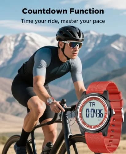 Beeasy Digital Watch Waterproof with Stopwatch Alarm Countdown Dual Time, Ultra-Thin 6.6mm Case, 50m Water-Resistant, Red thumbnail 6