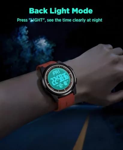 Beeasy Digital Watch Waterproof with Stopwatch Alarm Countdown Dual Time, Ultra-Thin 6.6mm Case, 50m Water-Resistant, Red thumbnail 4