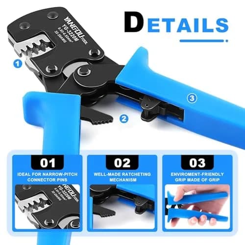 Yangoutool Micro Molex Crimper: 32-20AWG (0.03-0.52mm²) | Compatible with Molex, JST, JAE, D-Sub, Precision Crimping Tool thumbnail 4