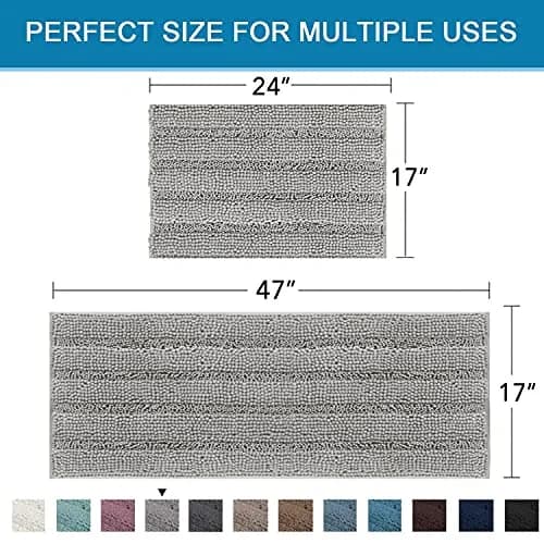 H.VERSAILTEX Non Slip Thick Shaggy Chenille Bathroom Rug Mat Set 2 Piece | Extra Soft & Absorbent, Machine-Washable thumbnail 5