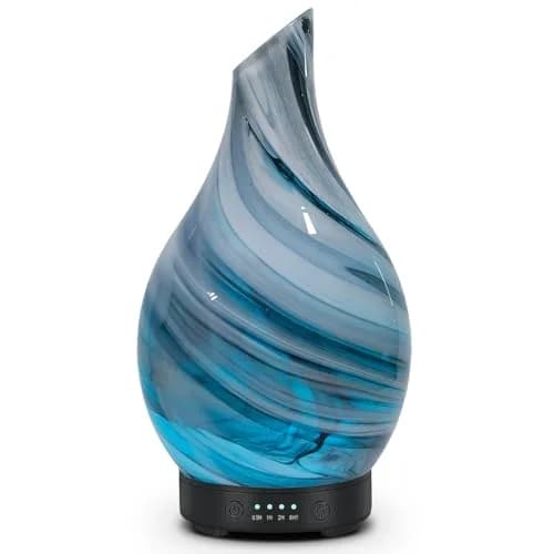 EQUSUPRO Essential Oil Diffuser 150ml | Ultrasonic Aromatherapy Diffuser with 7 LED Lights, Auto Shut-Off, US Plug, Handmade Glass Cover thumbnail 1