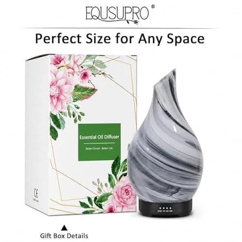 EQUSUPRO Essential Oil Diffuser 150ml | Ultrasonic Aromatherapy Diffuser with 7 LED Lights, Auto Shut-Off, US Plug, Handmade Glass Cover thumbnail 6