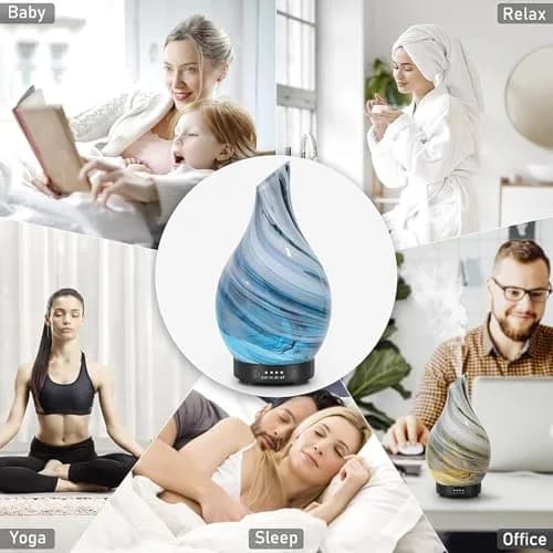EQUSUPRO Essential Oil Diffuser 150ml | Ultrasonic Aromatherapy Diffuser with 7 LED Lights, Auto Shut-Off, US Plug, Handmade Glass Cover thumbnail 8