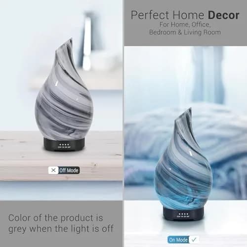 EQUSUPRO Essential Oil Diffuser 150ml | Ultrasonic Aromatherapy Diffuser with 7 LED Lights, Auto Shut-Off, US Plug, Handmade Glass Cover thumbnail 2