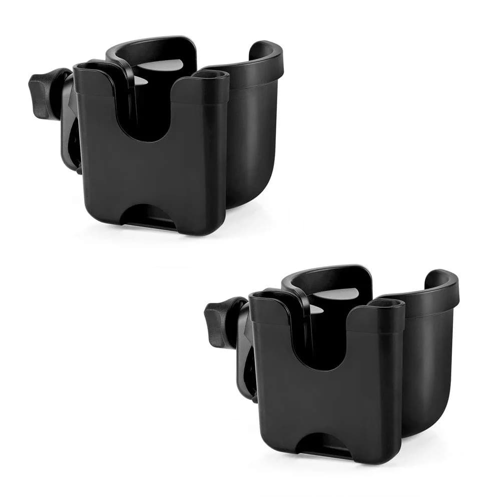 Accmor Universal Stroller Cup Holder with Phone Holder & Organizer, Transparent Grey | Fits Most Strollers, Bikes, Wheelchairs, Walkers (1-Pack) — All Black & All Black
