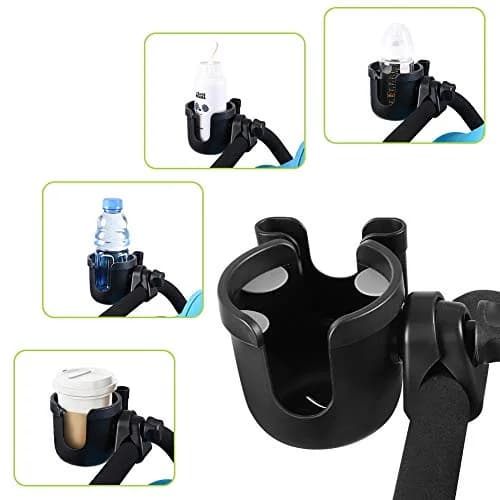 Accmor Universal Stroller Cup Holder with Phone Holder & Organizer | 2-in-1 Drinks Holder for Walker, Wheelchair, Scooter, Bike (Black, 2-Pack) thumbnail 8