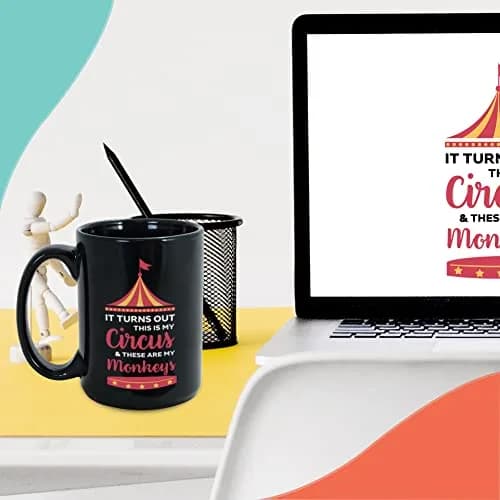 Bubble Hugs Circus Coffee Mug 15 oz | Funny Sarcasm Mom Gift with Monkeys (120 chars) thumbnail 6