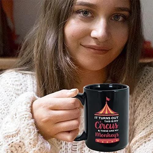 Bubble Hugs Circus Coffee Mug 15 oz | Funny Sarcasm Mom Gift with Monkeys (120 chars) thumbnail 7