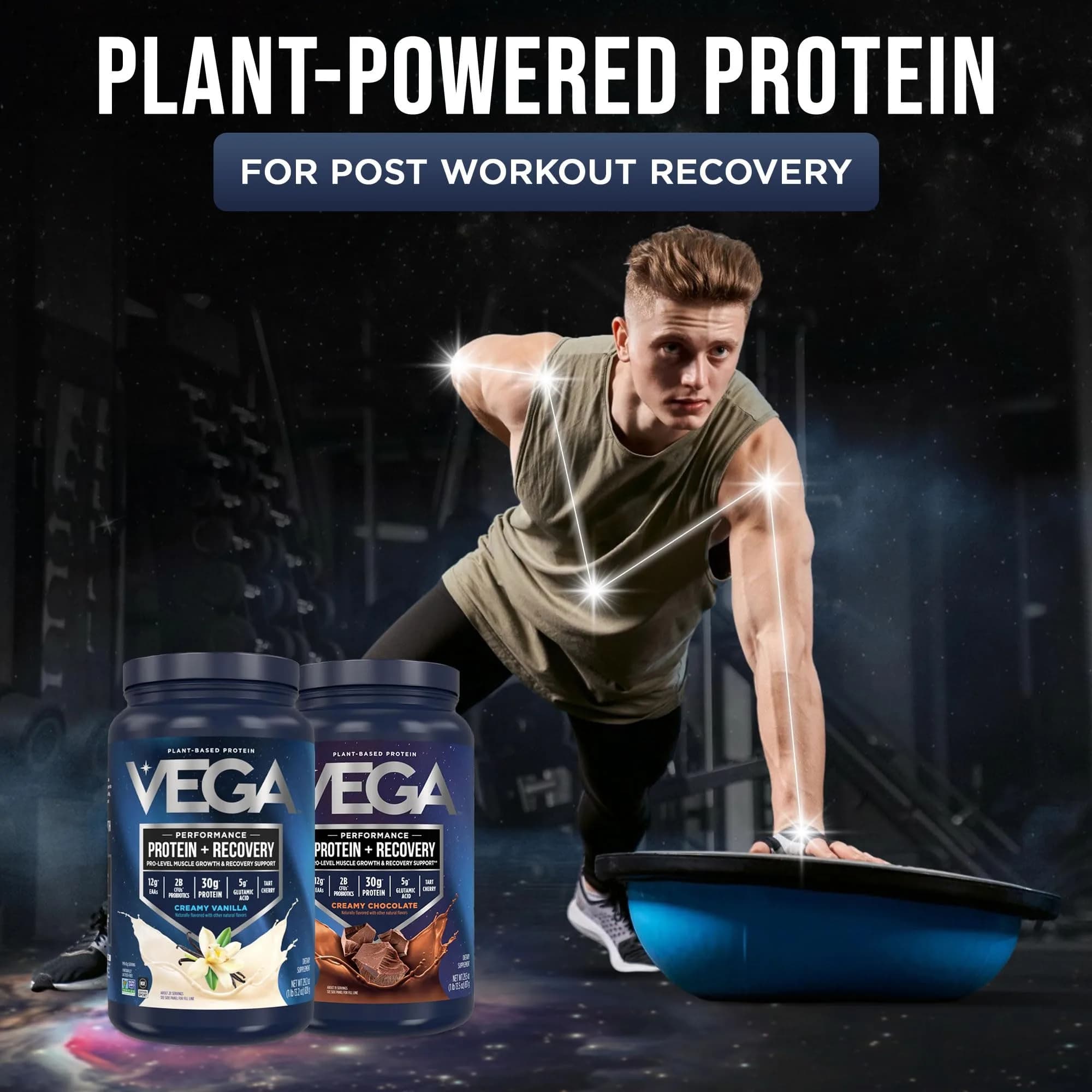 Vega Protein + Recovery Vanilla & Chocolate 3.6 lbs (39 Servings) | NSF Certified Plant-Based Protein - view 2