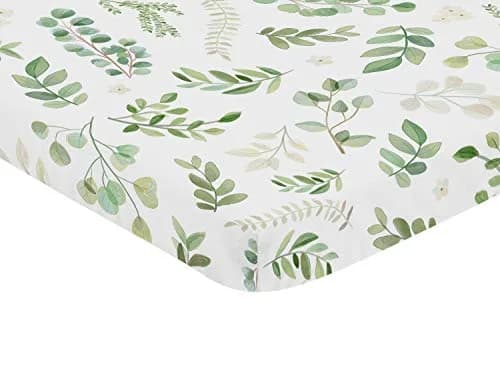 Sweet Jojo Designs Botanical Leaf Mini Crib Sheet 38 in. x 24 in. (96.5 cm x 61 cm) | Boho Watercolor Woodland Garden thumbnail 2