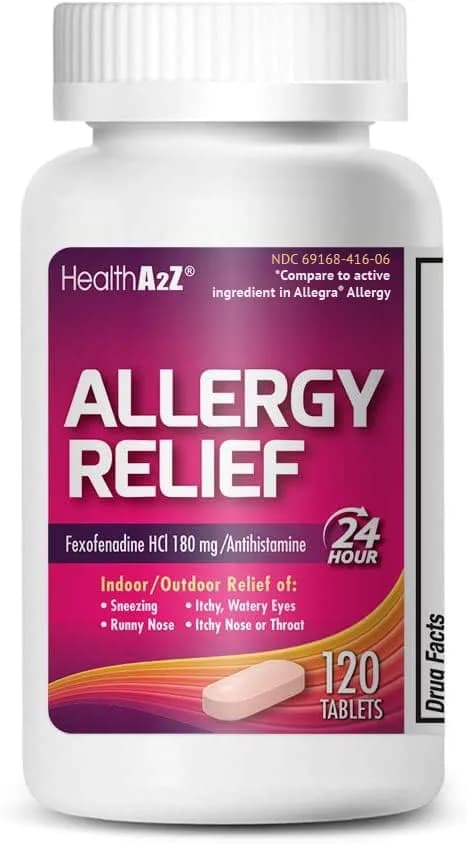 HealthA2Z Fexofenadine HCl 180mg | 24-Hour Allergy Relief, 120 Caplets thumbnail 2