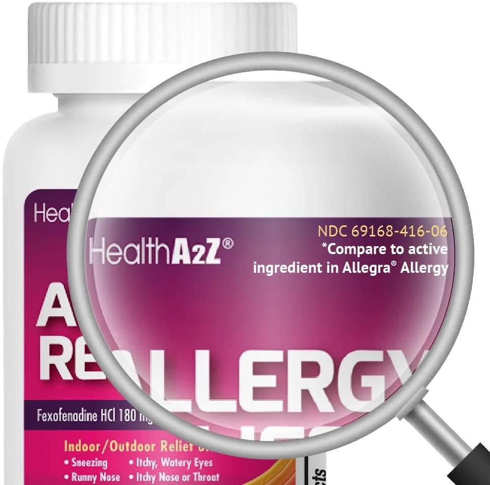 HealthA2Z Fexofenadine HCl 180mg | 24-Hour Allergy Relief, 120 Caplets thumbnail 3