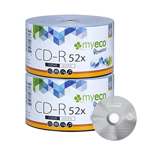 MyEco 100 Pack CD-R 52X 700MB 80Min Economy Branded Logo Blank Disc | Durable, Long-Lasting Archives thumbnail 1