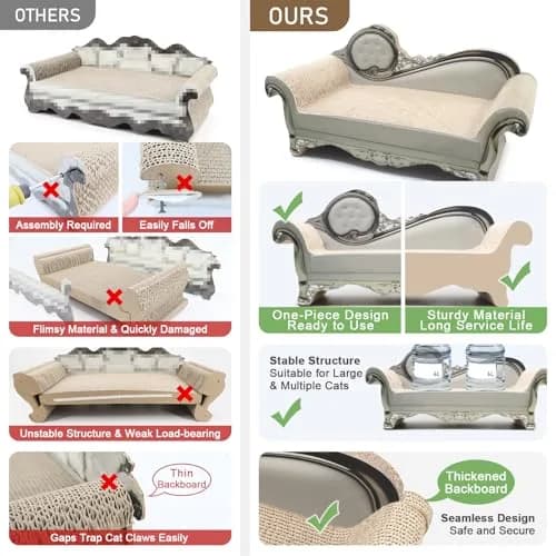 SONGWAY Cat Scratcher Sofa Bed - Corrugated Cardboard Lounge & Furniture Protector (59.94cm x 29.97cm x 28.96cm) | Big, Safe & Recyclable thumbnail 5