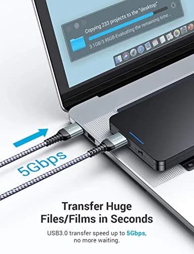 AINOPE USB to USB Cable 1.5FT | SuperSpeed Data Transfer, Compatible with External Hard Drives & Peripherals thumbnail 4