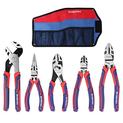 WORKPRO 5-Piece Premium Cr-V Pliers Set with Storage Pouch | Drop-Forged Steel for Durability thumbnail 1