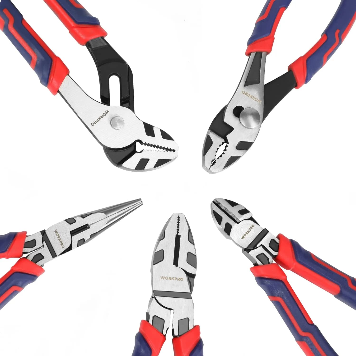 WORKPRO 5-Piece Premium Cr-V Pliers Set with Storage Pouch | Drop-Forged Steel for Durability - view 9