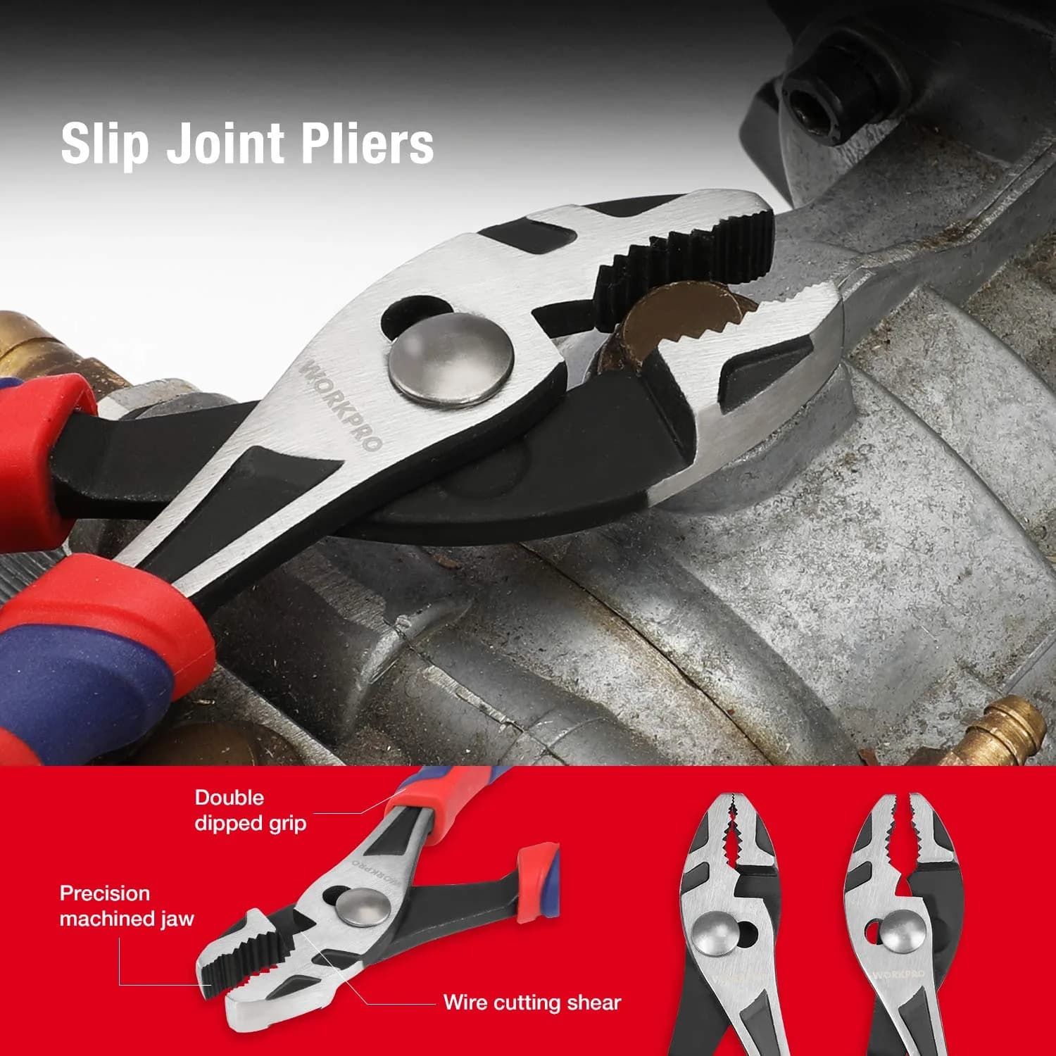WORKPRO 5-Piece Premium Cr-V Pliers Set with Storage Pouch | Drop-Forged Steel for Durability - view 4
