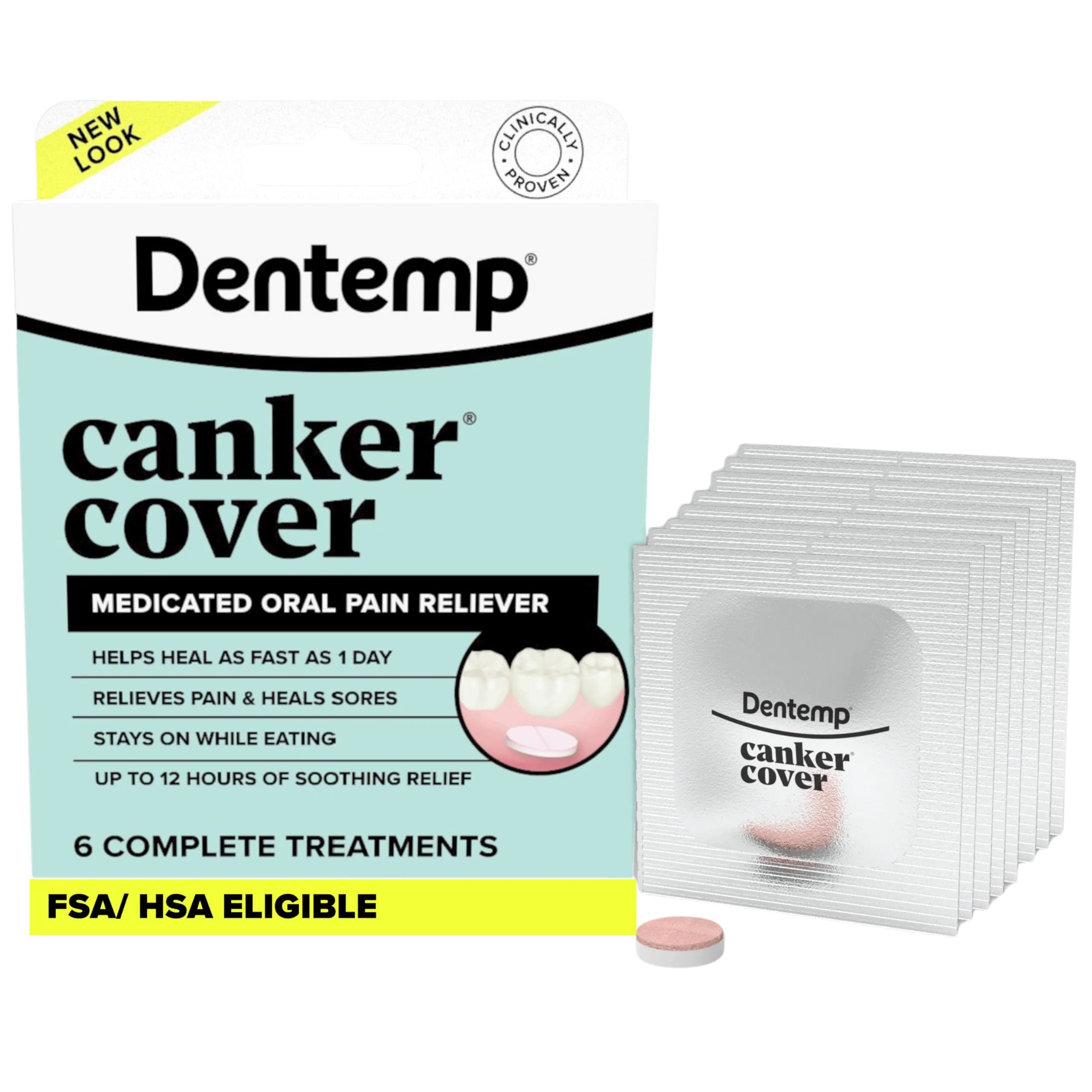Dentemp Canker Cover Mouth Sore Treatment Tablets 6 Count | Fast-Acting Oral Pain Relief — Tablet