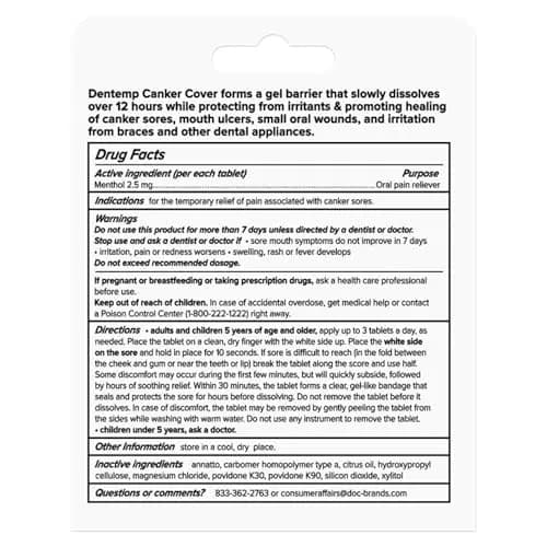 Dentemp Canker Cover Mouth Sore Treatment Tablets 6 Count | Fast-Acting Oral Pain Relief thumbnail 8
