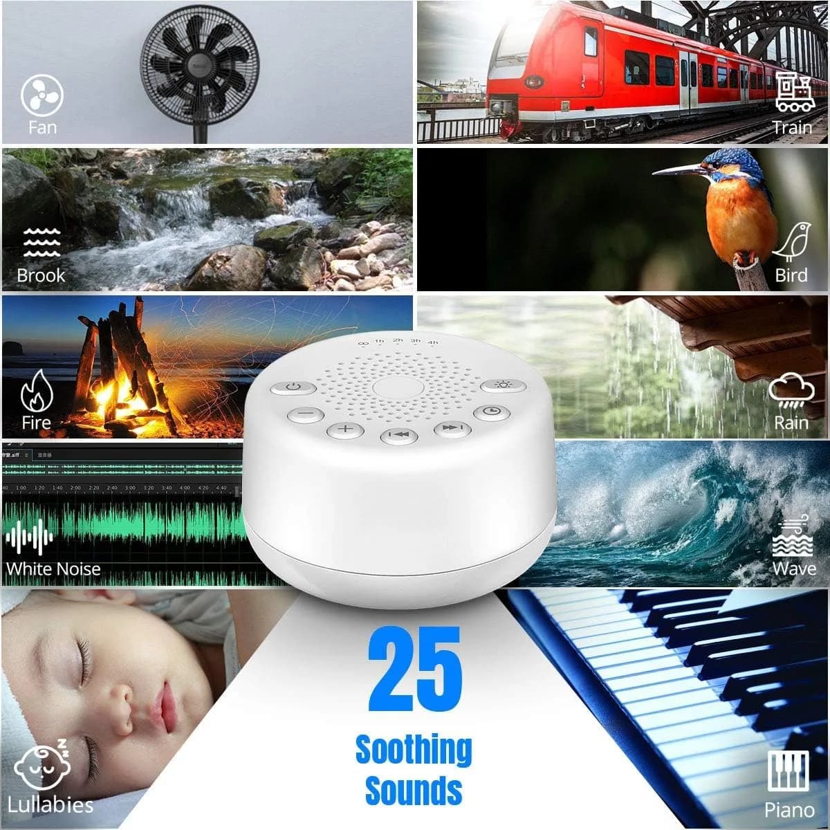 Easysleep White Noise Machine with 25 Sounds & Night Light | Compact & Portable for Sleep Relaxation - view 2