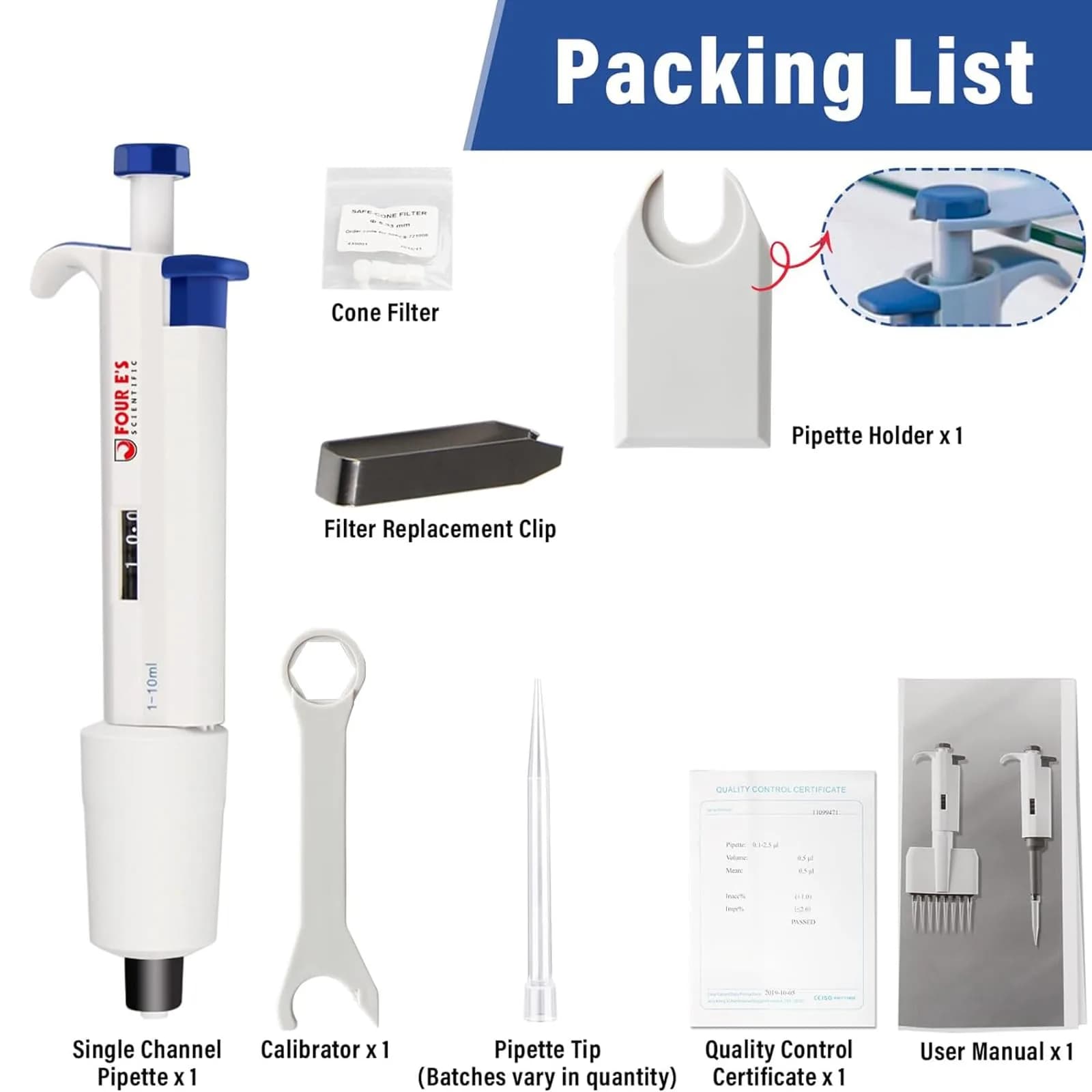 PRECIPETTE 1-10 mL Single Channel Micropipette | Calibrated to ISO8655 for Lab Accuracy - view 5