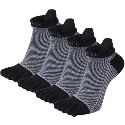 VWELL Men's Cotton Toe Socks No Show Five Finger Socks for Running, 4 Pairs | Breathable & Odor-Free thumbnail 1
