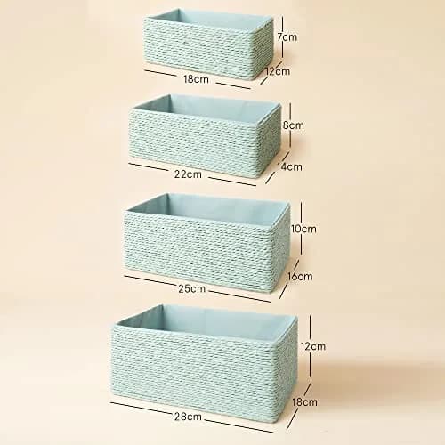 LA JOLIE MUSE Bathroom Basket Organizers, Paper Rope Storage, Green 4 Pack | Eco-Friendly & Versatile thumbnail 4