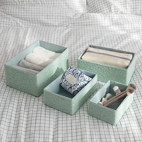 LA JOLIE MUSE Bathroom Basket Organizers, Paper Rope Storage, Green 4 Pack | Eco-Friendly & Versatile thumbnail 3
