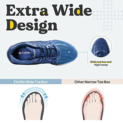FitVille Men's Wide Walking Shoes, Extra Wide Sneakers - Rebound Core | Pain-Free Support & Comfort thumbnail 4