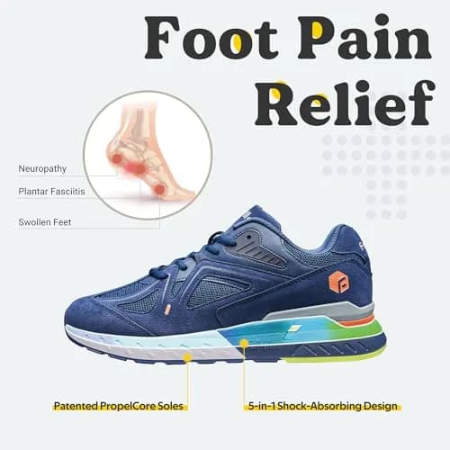 FitVille Men's Wide Walking Shoes, Extra Wide Sneakers - Rebound Core | Pain-Free Support & Comfort thumbnail 5