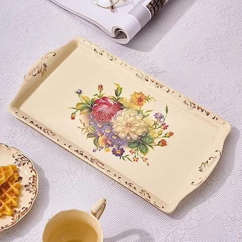 YOLIFE Ceramic Serving Tray Flowering Shrubs 34cm (13.5 inch) x 19cm (7.5 inch) | Elegant Porcelain Platter for Indian Homes thumbnail 5