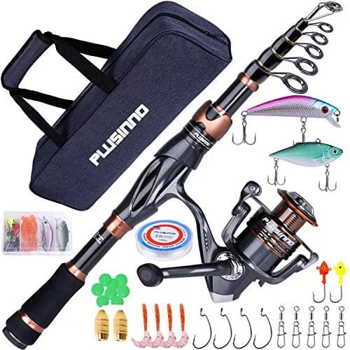 PLUSINNO Bronze Warrior Telescopic Fishing Rod and Reel Combo 2.10M (6.89FT) | Portable Freshwater Fishing Gear with 12+1 Bearings thumbnail 1