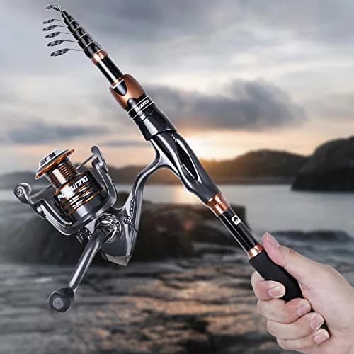 PLUSINNO Bronze Warrior Telescopic Fishing Rod and Reel Combo 2.10M (6.89FT) | Portable Freshwater Fishing Gear with 12+1 Bearings thumbnail 8
