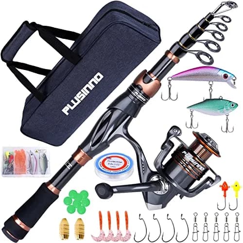 PLUSINNO Bronze Warrior Telescopic Fishing Rod and Reel Combo 1.80M (5.91FT) | IM6 Carbon Fiber Blank, 12+1 Ball Bearings, Portable Travel Gear thumbnail 1