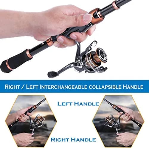PLUSINNO Bronze Warrior Telescopic Fishing Rod and Reel Combo 1.80M (5.91FT) | IM6 Carbon Fiber Blank, 12+1 Ball Bearings, Portable Travel Gear thumbnail 9