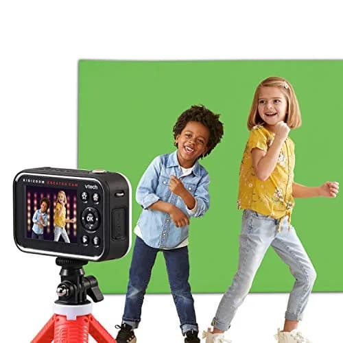 VTech KidiZoom Creator Cam Red HD Video Camera with Green Screen & Tripod | 3.6" x 2.4" x 1.1" (9.1cm x 6.1cm x 2.8cm) thumbnail 5