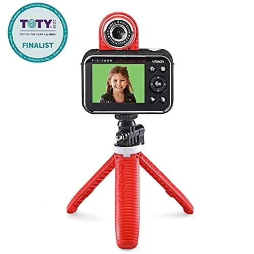 VTech KidiZoom Creator Cam Red HD Video Camera with Green Screen & Tripod | 3.6" x 2.4" x 1.1" (9.1cm x 6.1cm x 2.8cm) thumbnail 2