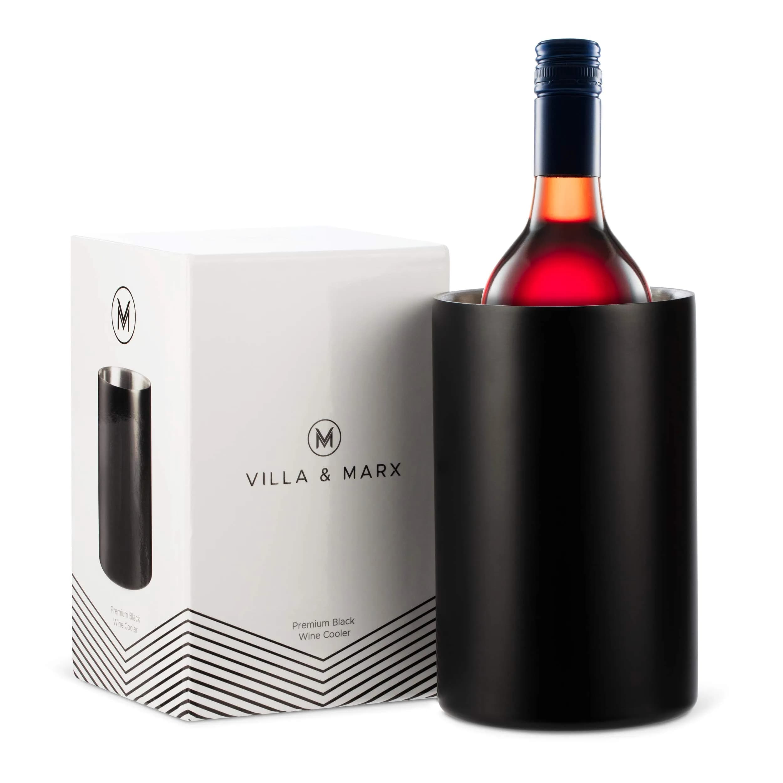 Villa & Marx Wine Chiller Black | Double Walled Insulated Bottle Cooler (Large)