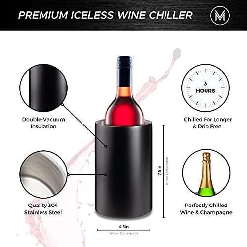 Villa & Marx Wine Chiller Black | Double Walled Insulated Bottle Cooler (Large) thumbnail 4