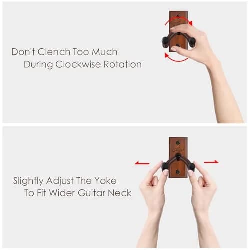 SNIGJAT Guitar Wall Mount 2 Pack, U-Shaped Wood Guitar Hanger with Rotating Yoke | Securely Displays Acoustic, Electric, Bass Guitars thumbnail 7