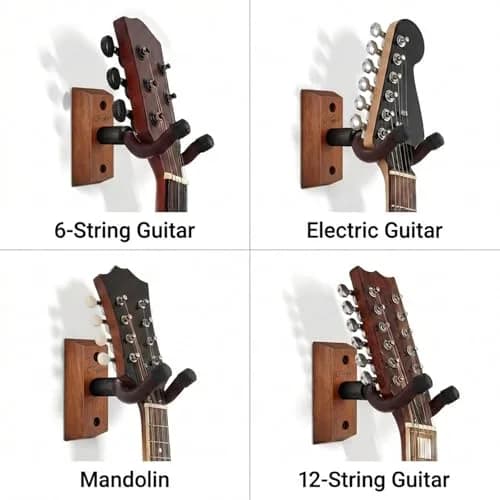 SNIGJAT Guitar Wall Mount 2 Pack, U-Shaped Wood Guitar Hanger with Rotating Yoke | Securely Displays Acoustic, Electric, Bass Guitars thumbnail 3
