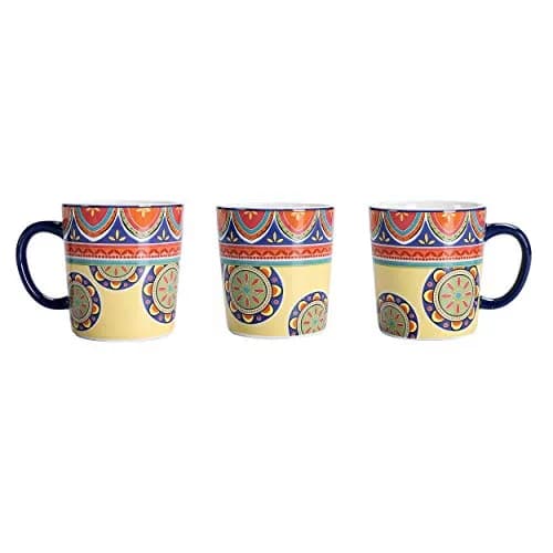 Bico Tunisian Ceramic Coffee Mugs Set of 4, 18 oz Aesthetic Mugs | Vibrant Pattern, Dishwasher Safe thumbnail 3
