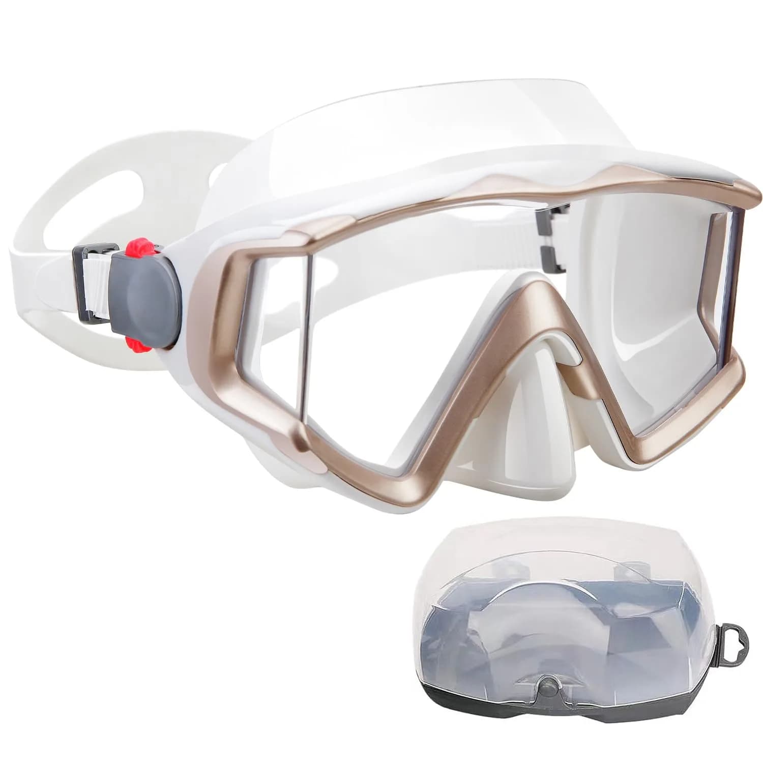 AQUA A DIVE SPORTS White Adult Single Lens Diving Mask | 180° Wide View Anti-Fog - main product image