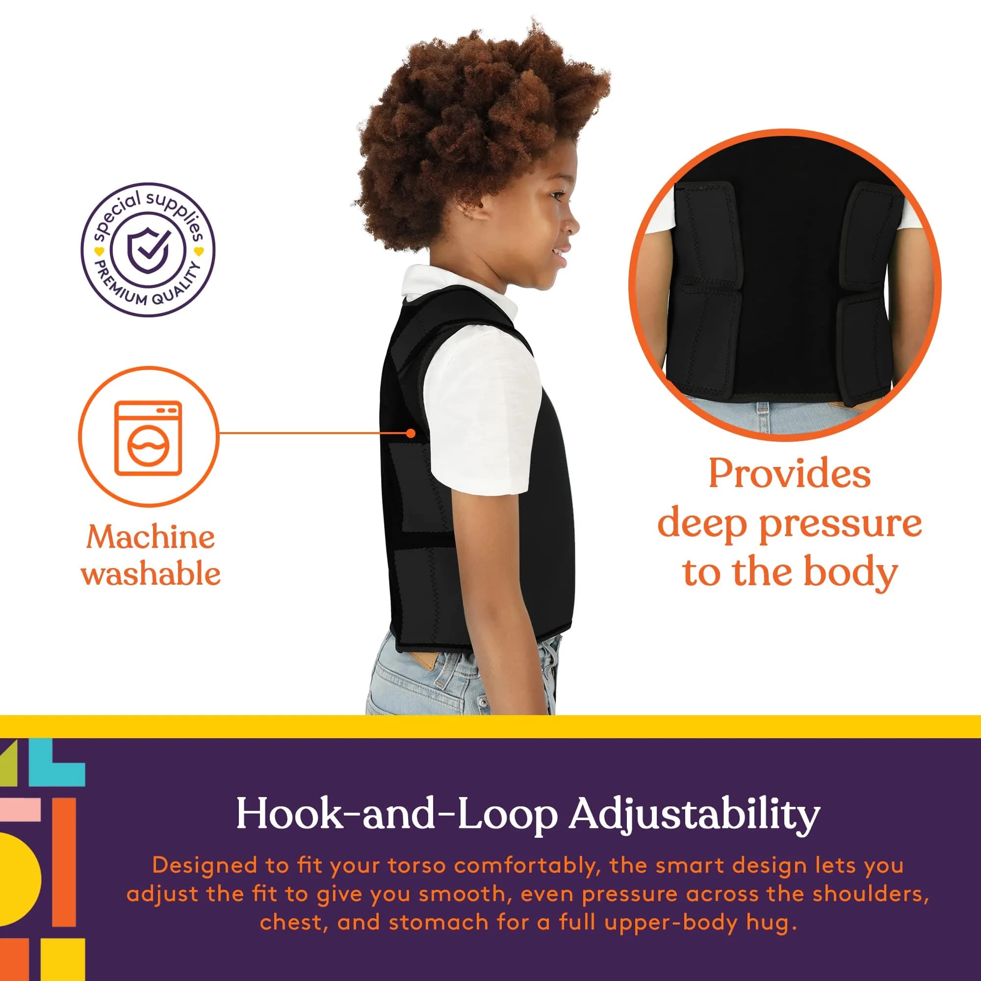 Special Supplies Sensory Compression Vest Deep Pressure Comfort Black Small | Unisex Kids Apparel - view 2