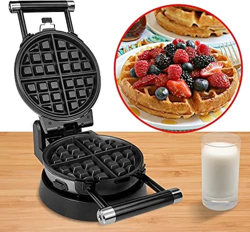 Health and Home 3-in-1 Waffle, Omelet, Egg Waffle Maker | 360° Rotating Belgian Nonstick Plates thumbnail 2