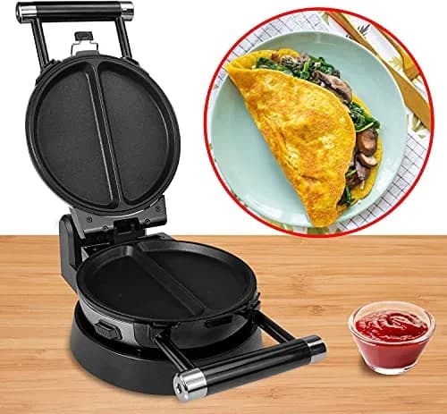 Health and Home 3-in-1 Waffle, Omelet, Egg Waffle Maker | 360° Rotating Belgian Nonstick Plates thumbnail 3