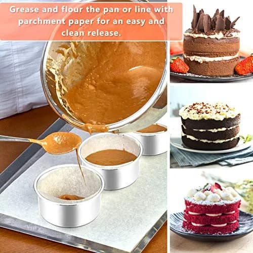 E-far 4 Inch Stainless Steel Mini Round Cake Pans Set of 6 | Healthy Baking for Smash Cakes & Desserts thumbnail 5