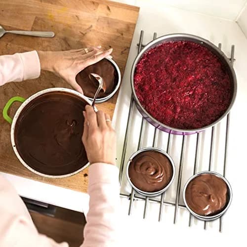 E-far 4 Inch Stainless Steel Mini Round Cake Pans Set of 6 | Healthy Baking for Smash Cakes & Desserts thumbnail 6