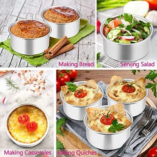 E-far 4 Inch Stainless Steel Mini Round Cake Pans Set of 6 | Healthy Baking for Smash Cakes & Desserts thumbnail 7